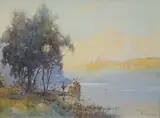 River scene by William Knox, watercolour, sold Jan 2025