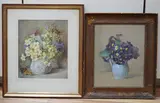 Still life of pansies in a jug by E. Mary Burgess, watercolour, sold Jan 2025