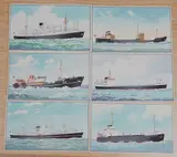 Six original gouaches on card for postcard designs by Harry Hudson Rodmell, watercolor, sold Jan 2025