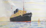 Ocean Liners by John Hemming Fry, watercolor, sold Jan 2025