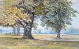 Sheep and cattle grazing in a landscape by George Stanfield Walters, 1874, watercolour, sold Jan 2025