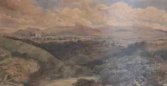 River landscape by David Cox Jr., 1877, watercolour, offered Jan 2025