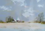 Winter Farm, Chiddingstone by Paul Evans, gouache, sold Jan 2025