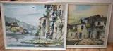 Northern Spanish town scenes by Javier Varela Guillot, watercolor, offered Jan 2025