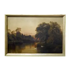 River landscape with swans by Arthur Wynne, oil on canvas, sold Jan 2025