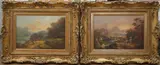Mountainous landscapes with figures by John Joseph Barker of Bath, oil, sold Jan 2025