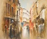 Venice canal scene by Ben Maile, oil on canvas, sold Jan 2025