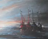 Crabbers by Ben Maile, oil on canvas, sold Jan 2025