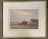 Fishing boats on Aldeburgh Beach by Andrew King, oil on paper, sold Jul 2025