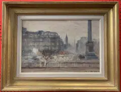 Trafalgar Square in November by Ian Houston, oil on board, sold Jul 2025