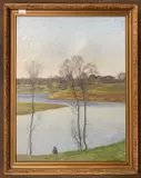 By the River by Mikhail Yurevich Kugatch, oil on canvas, sold Jul 2025