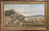 Harvesting scene by William Vivian Tippet, 1899, oil on canvas, offered Jul 2025
