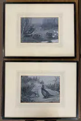 A Snipe with young and a pair of Pheasants by Hugh Wormald, 1929, gouache, sold Jul 2025