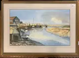 Norfolk estuary by Doreen Hartley, watercolour and ink, sold Jul 2025
