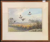 Alighting Partridges by John Cyril Harrison, watercolour, sold Jul 2025