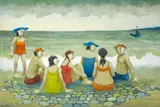 Family Day Out by Muriel Delahaye, oil on canvas, sold Nov 2025