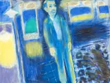 House, Exterior and Figure by Ernest Zobole, oil on canvas, sold Nov 2025