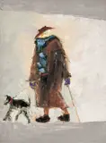 Figure with Dog 1 by Alastair Elkes-Jones, oil on canvas, sold Nov 2025
