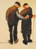 Two Figures 1 by Alastair Elkes-Jones, oil on canvas, sold Nov 2025