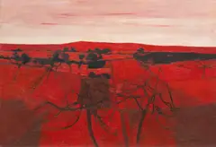 Red Landscape by David Humphreys, oil on canvas, sold Nov 2025