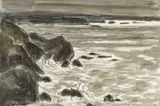 'Coast by Kyffin Williams, watercolour & pencil, sold Nov 2025