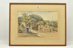 Farm yard, serk by Paul Jacob Naftel, 1872, watercolour on paper, offered Jun 2023
