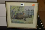 Hedgehogs and fearns' by Winifred Joan Ophelia Gorden Bell, 1963, watercolour on paper, offered Jun 2023
