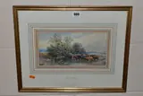 A rural village landscape by Sidney Currie, watercolour on paper, offered Jun 2023