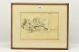 Landscape with cottages by Henry Bright, 1852, pencil on paper, sold Jun 2023