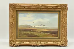 Head on - red grouse by Colin W. Burns, oil on board, sold May 2023