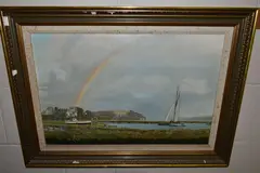 Land of milkwood and dylan by Donald Ayres, oil on canvas, sold May 2023