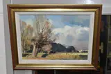 Spring storm clouds, the meads, hertford by Trevor Chamberlain, oil on canvas, sold May 2023