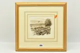 Landscape with swallows by Rodger McPhail, watercolour on paper, offered May 2023