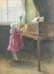 The PianistSigned and dated Rose Barton/1902 by Rose Maynard Barton, Pencil and watercolour heightened with bodycolour, offered Mar 2023