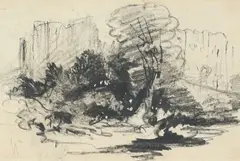 Study of Kenilworth CastleBlack chalk9 by David Cox Sen., watercolor, sold Mar 2023