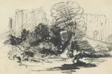 Study of Kenilworth CastleBlack chalk9 by David Cox Sen., watercolor, sold Mar 2023