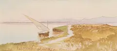 A view on the NileIndistinctly inscribed and dated G*zkir Eddomarie* 25 Jan by Edward Lear, Watercolour, sold Mar 2023