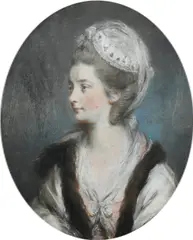 Portrait of a lady by Daniel Gardner, Pastel and gouache, oval, sold Mar 2023
