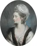 Portrait of a lady by Daniel Gardner, Pastel and gouache, oval, sold Mar 2023
