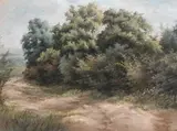 Trees by a sandy pathPastel26 by James Thomas Linnell, Pastel, sold Mar 2023