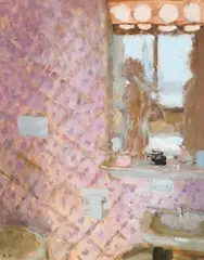 Bathroom Mirror by Bernard Dunstan, Oil on board, sold Dec 2022