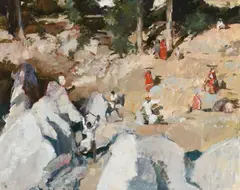 Quarry at Mount Abu 1 Signed with monogram by Tom Coates, Oil on canvas, sold Dec 2022