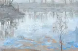 The Thames and Oliver's Island from Strand-on-the-Green Signed with by Lucy Dynevor, Oil on canvas, sold Dec 2022