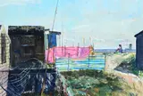 Beach Huts by Jason Bowyer, Oil on board, sold Dec 2022