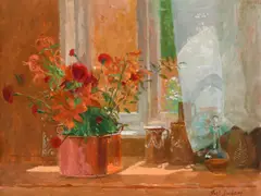 Still life with a bouquet of flowers by Fred Dubery, Oil on canvasboard, sold Dec 2022