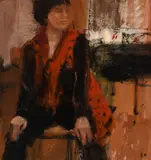 Red with Black Spots Signed with initials SP by Salliann Putman Neac, Oil on board, sold Dec 2022