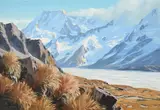 View of Mount Cook by John Rundle, Oil on canvasboard, sold Dec 2022