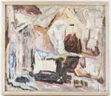 Deserted Building by Harry Lowe, oil on canvas, sold Jun 2024