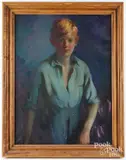 portrait of a boy by Ella Hergesheimer, oil on canvas, sold Jun 2024