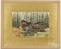 landscape with horse drawn cart by Willem de Zwart, watercolor, sold Jun 2024